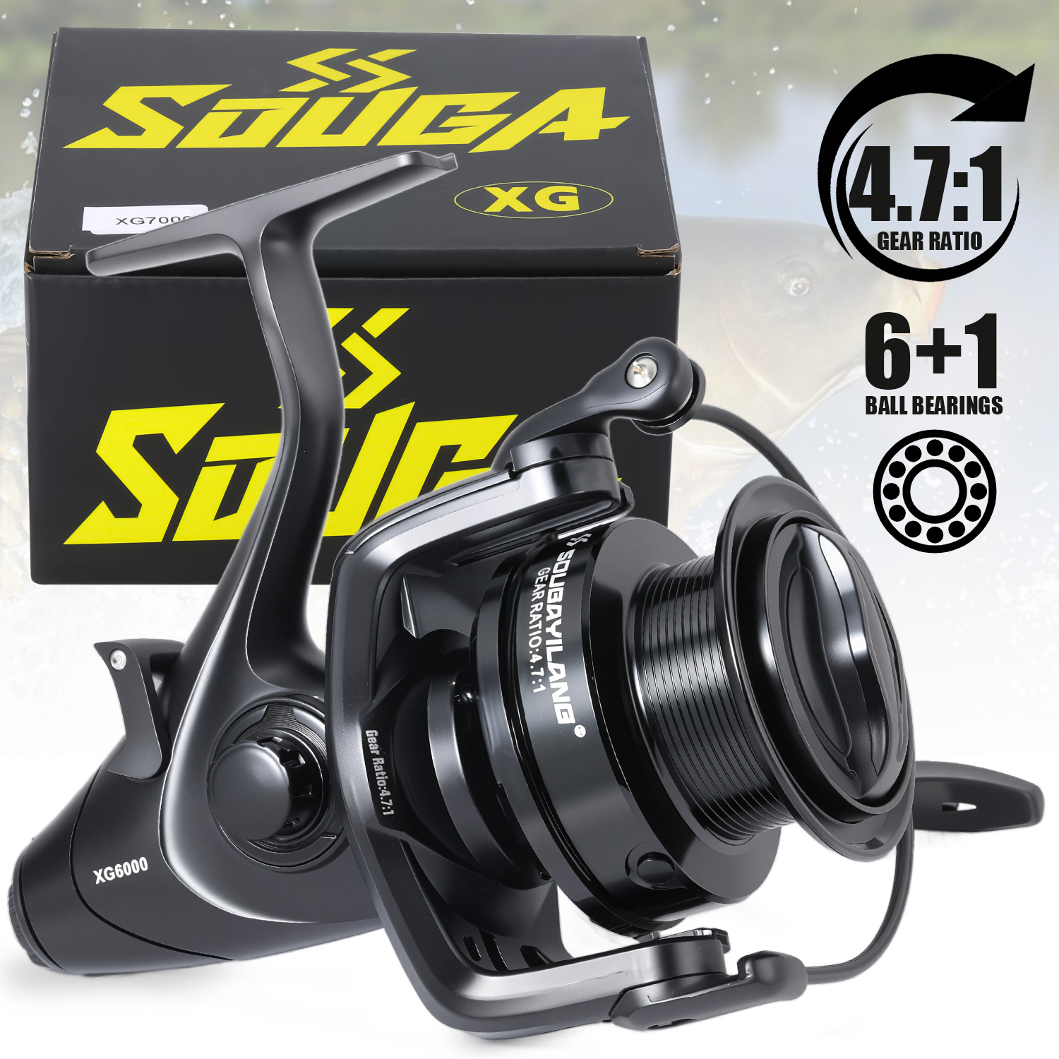 Trolling Reel - Reel Pancing Spinning Besar Sougayilang 6000/7000